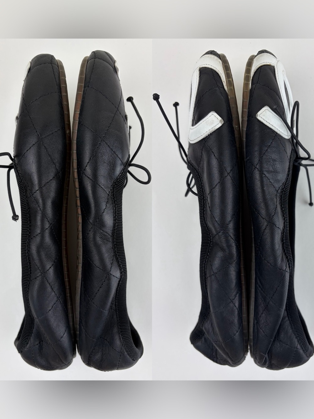 Vintage Authentic Chanel Cambon Ballet Flats ~ in Black/White Quilted Leather - Picture 6 of 17